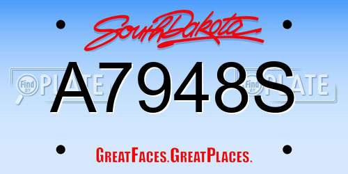 A7948S South Dakota License Plate