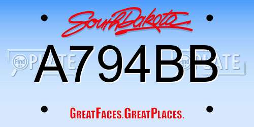 A794BB South Dakota License Plate