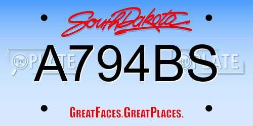 A794BS South Dakota License Plate