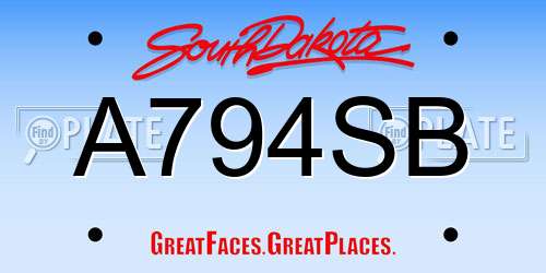 A794SB South Dakota License Plate