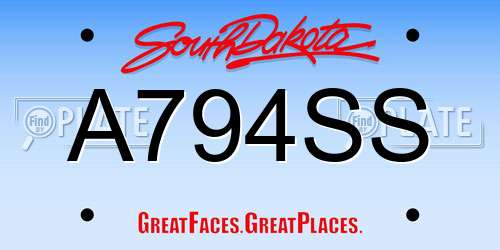 A794SS South Dakota License Plate