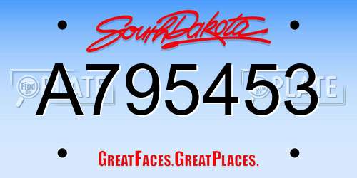A795453 South Dakota License Plate