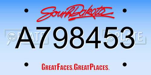 A798453 South Dakota License Plate