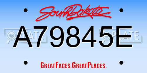 A79845E South Dakota License Plate