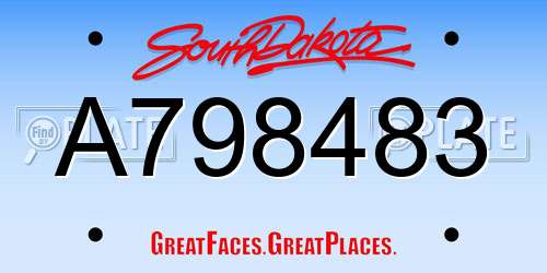 A798483 South Dakota License Plate