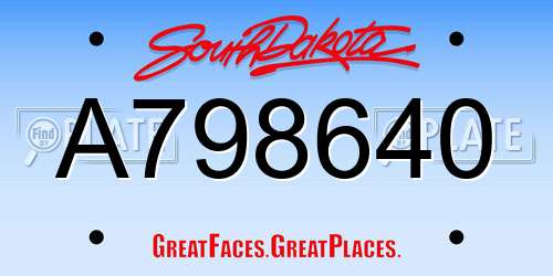 A798640 South Dakota License Plate
