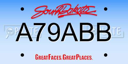 A79ABB South Dakota License Plate