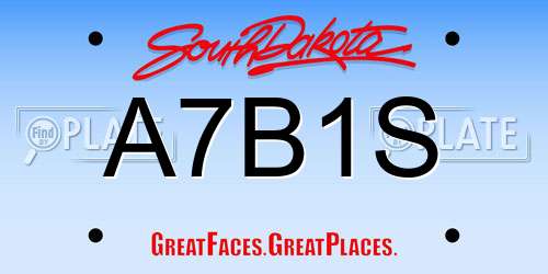 A7B1S South Dakota License Plate