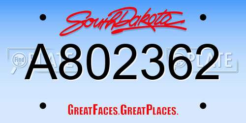 A802362 South Dakota License Plate