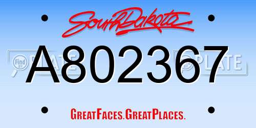 A802367 South Dakota License Plate