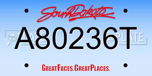 A80236T South Dakota License Plate