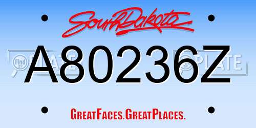 A80236Z South Dakota License Plate