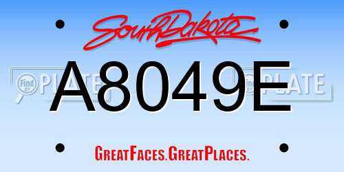 A8049E South Dakota License Plate