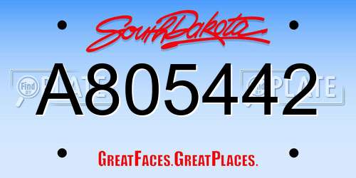 A805442 South Dakota License Plate