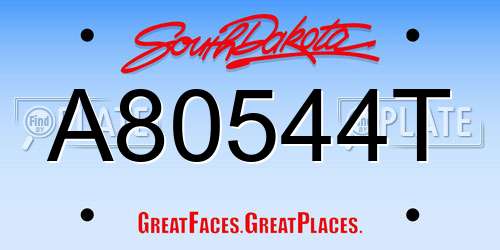A80544T South Dakota License Plate