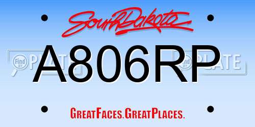 A806RP South Dakota License Plate