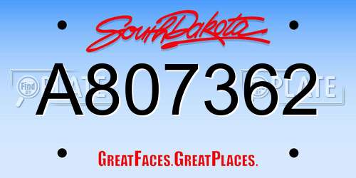 A807362 South Dakota License Plate