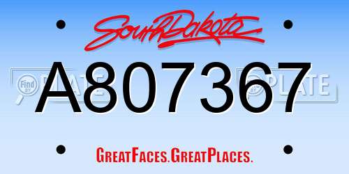 A807367 South Dakota License Plate