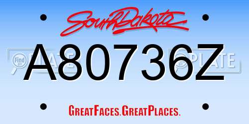 A80736Z South Dakota License Plate