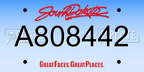 A808442 South Dakota License Plate