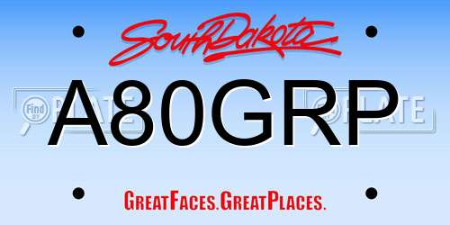 A80GRP South Dakota License Plate