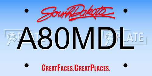 A80MDL South Dakota License Plate