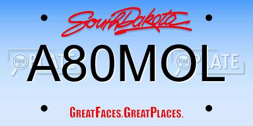 A80MOL South Dakota License Plate