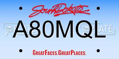 A80MQL South Dakota License Plate