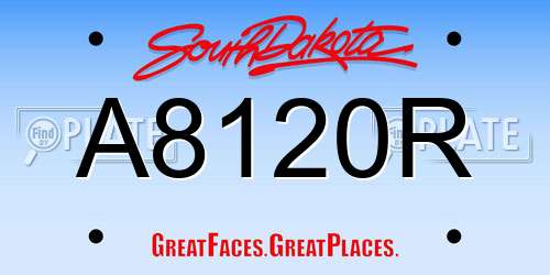 A8120R South Dakota License Plate