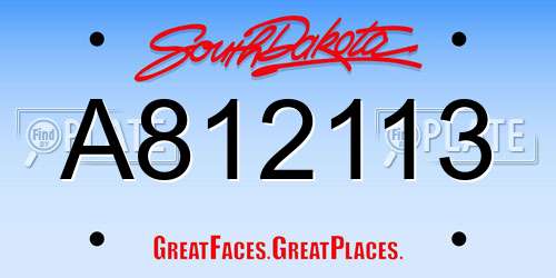 A812113 South Dakota License Plate