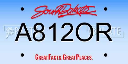 A812OR South Dakota License Plate
