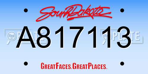 A817113 South Dakota License Plate