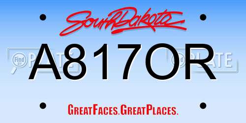 A817OR South Dakota License Plate