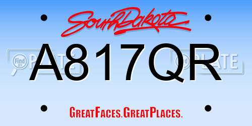 A817QR South Dakota License Plate