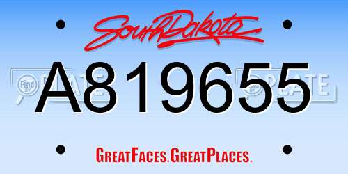A819655 South Dakota License Plate