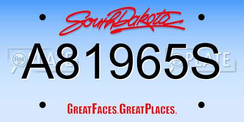A81965S South Dakota License Plate