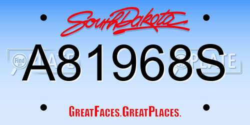 A81968S South Dakota License Plate