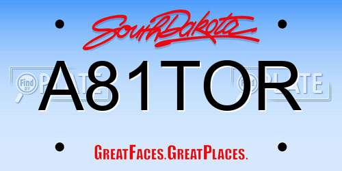 A81TOR South Dakota License Plate
