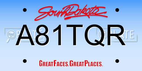 A81TQR South Dakota License Plate