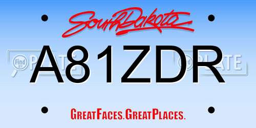 A81ZDR South Dakota License Plate