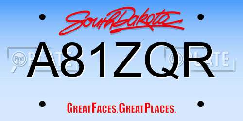 A81ZQR South Dakota License Plate