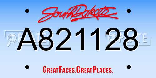 A821128 South Dakota License Plate