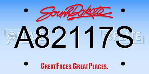 A82117S South Dakota License Plate