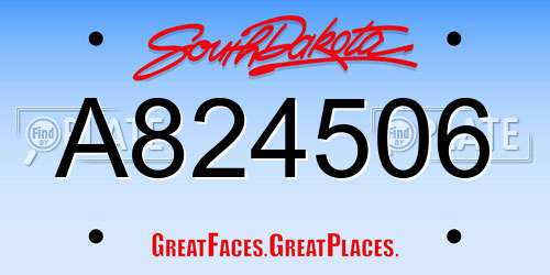 A824506 South Dakota License Plate