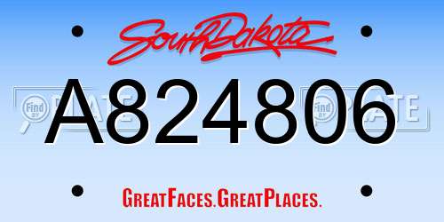 A824806 South Dakota License Plate