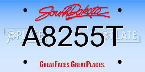 A8255T South Dakota License Plate