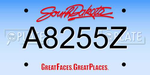 A8255Z South Dakota License Plate