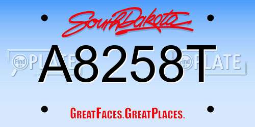 A8258T South Dakota License Plate