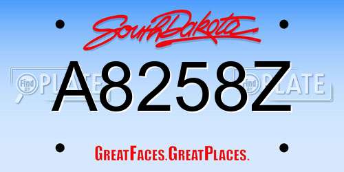 A8258Z South Dakota License Plate