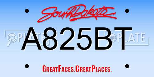 A825BT South Dakota License Plate